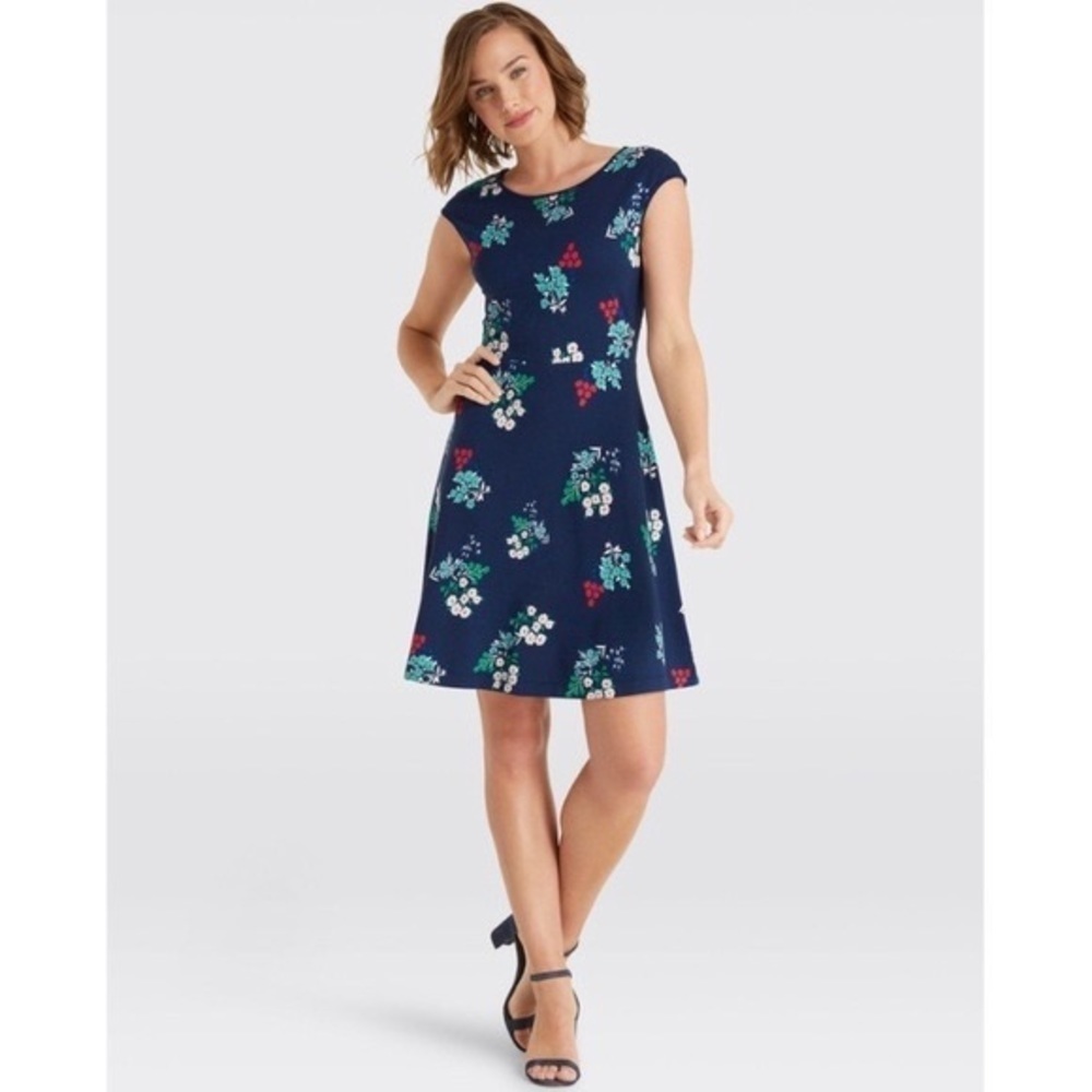 Draper James Floral Ponte Dress A-line Spring Stretch Jersey Sleeveless
